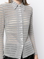Thumbnail for your product : Fendi Pre-Owned Sheer-Panelled Striped Shirt