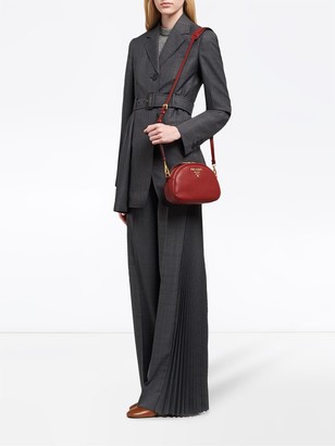 Odette Leather Shoulder Bag in Red - Prada