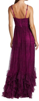 Marchesa Notte Fit & Flare Ruffle Gown