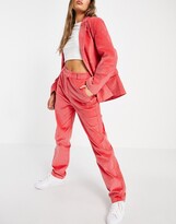 Thumbnail for your product : adidas 'Comfy Cords' corduroy high waisted wide leg suit trousers in pink