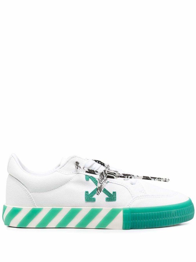 off white sneakers green and black