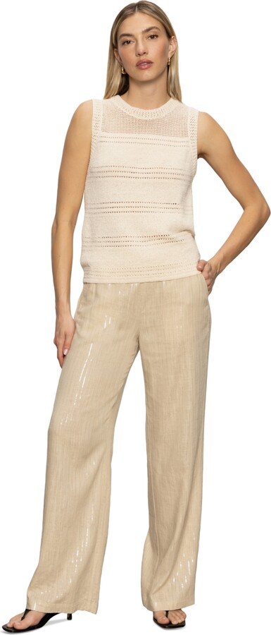 Sanctuary Women's Coastal Sequined-Stripe Wide-Leg Pants