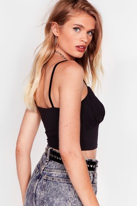 Nasty Gal Womens Ruched Square Neck Crop Top - Black - 16