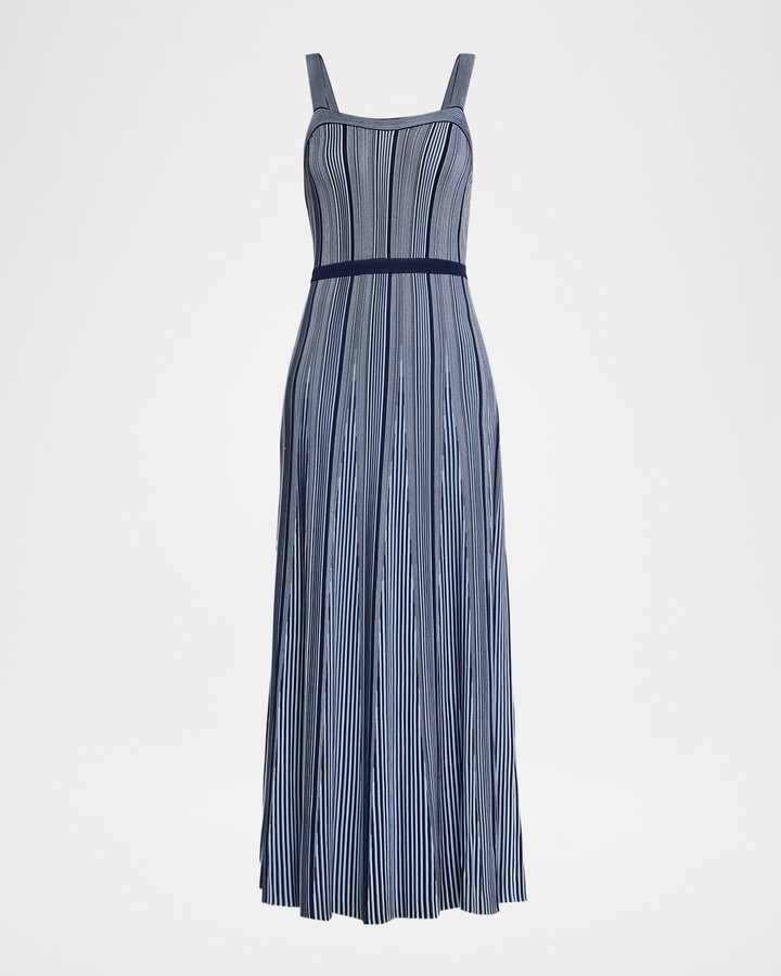 Misook x Lani Lynn Striped Scoop-Neck Knit Maxi Dress