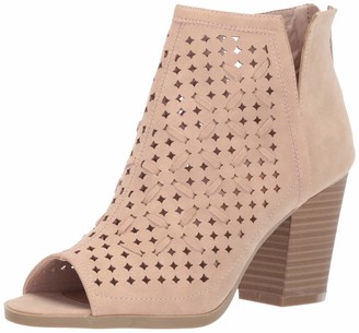 Sugar Women's Vael Open Toe Block Heel Fashion Ankle Bootie with Perf and Woven Details Boot