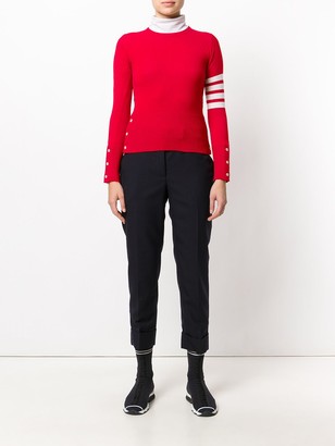 Thom Browne Classic crew neck Pullover Cashmere with 4-Bar Sleeve Stripe