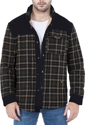 BGUK Men's Padded Lumberjack Casual Long Sleeve Plaid Flannel Fur Lined  Button Warm Shirt Jacket Coat Shirt Plus Cashmere Plus Large Size Winter  Windproof and Warm Cotton Jacket - ShopStyle