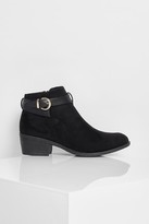 Thumbnail for your product : boohoo Buckle Strap Detail Low Heel Chelsea Boots
