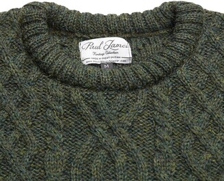 Paul James Knitwear - Jarvis Mens British Wool Aran Cable Sweater - Green