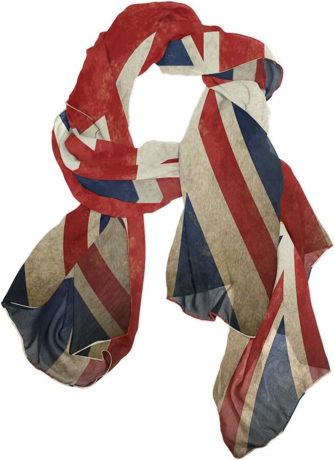 linomo Women's Chiffon Silk Large Scarf Vintage UK Flag Union Jack