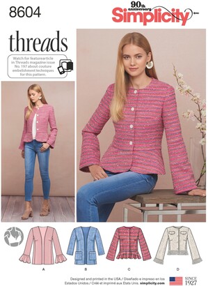 Simplicity Women's Lined Jacket Sewing Pattern, 8604