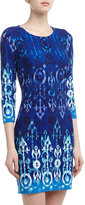 Thumbnail for your product : Ali Ro Ombre Ikat Print Sheath Dress, Tahiti Blue