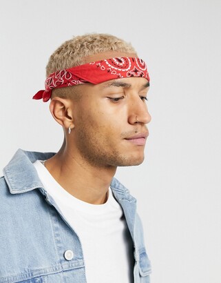 ASOS DESIGN bandana in red cotton with paisley print - ShopStyle Scarves