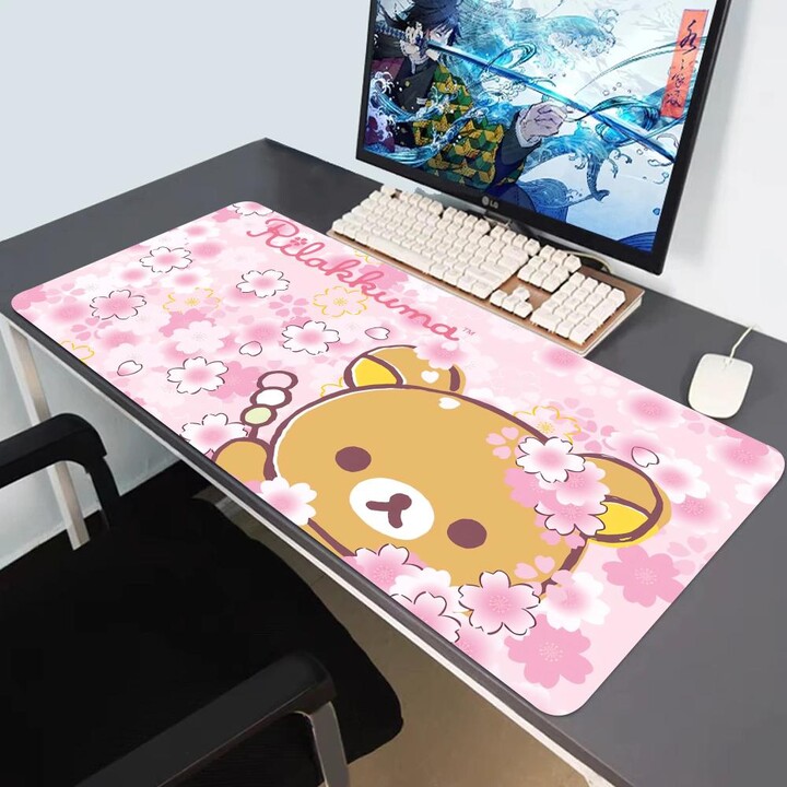 HYBXAXC Kawaii Game Rubber Mat Cute Mousepad Non-slip Table Mat Anime Pink Rilakkuma Office Computer Accessories Speed Desktop Mouse Pad