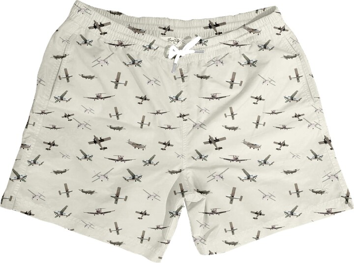 Jacques Zolty Neutrals Kai Mens Swimwear Planes Off White