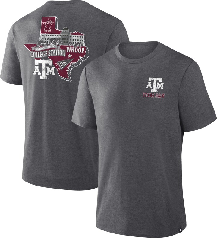Fanatics NCAA Men's Texas A&M Aggies Charcoal Heather Triblend State T-Shirt, Small, Gray