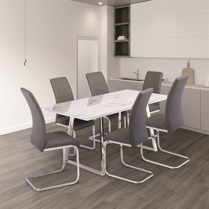 Dunelm Waverley 8 Seater Rectangular Dining Table, White Marble Effect