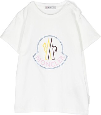 Moncler Enfant Baby White Logo Print T-Shirt