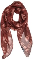 Thumbnail for your product : Alexander McQueen amaranth and pink silk skull printed scarf
