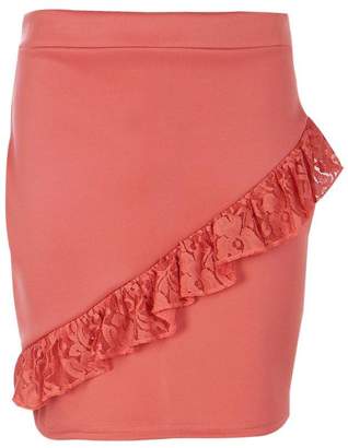boohoo Darcy Lace Ruffle Front Mini Skirt