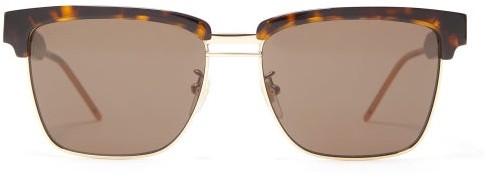 Gucci Browline Square Acetate And Metal Sunglasses - Tortoiseshell -  ShopStyle