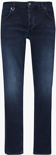 Neuw Mens Polar Dark Indigo Lou Brand-Patch Straight-Leg Regular-Fit Stretch-Denim Blend Jeans 32/32