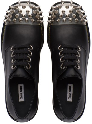 Miu Miu spike block heel Derby shoes - ShopStyle Oxfords