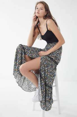 Urban Outfitters Floral Ruffle Maxi Skirt