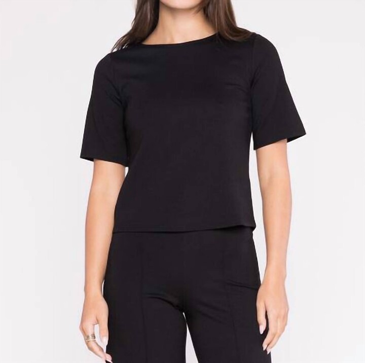 RIPLEY RADER Ponte Knit Short Sleeve Top - Extended In Black