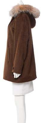 Sofia Cashmere Fox Fur-Trimmed Hooded Jacket w/ Tags