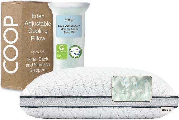 Coop Home Goods CoopHomeGoodsTheEdenCoolAdjustablePillow,KingSize-AdjustableMemoryFoamwithGel-SoftBreathableLulltraFabric-IdealforAllSleepers