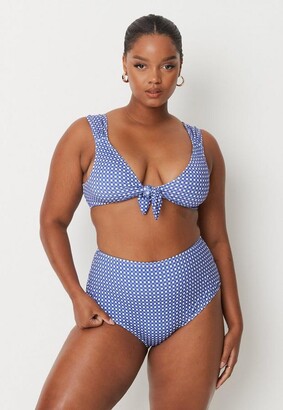 Missguided Plus Size Blue Gingham Tie Front Bikini Top - ShopStyle Two  Piece Swimsuits
