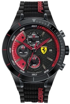 Ferrari Men's Chronograph RedRev Evo Black Silicone Strap Watch 46mm 830260