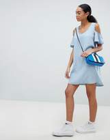 Thumbnail for your product : Noisy May cold shoulder denim shift mini dress