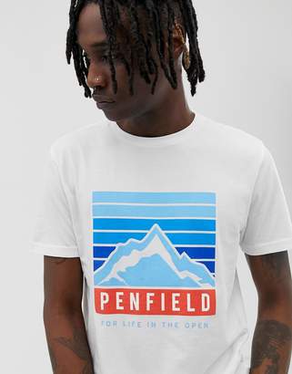 Penfield mountain chest logo print crew neck t-shirt in white