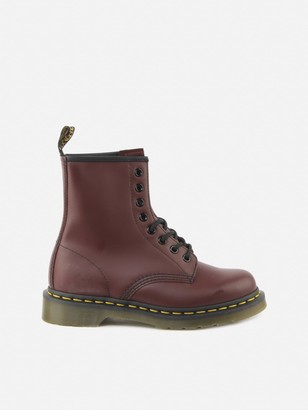 Dr. Martens 1460 Combat Boots In Smooth Leather With Contrasting Stitching