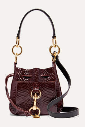See by Chloe Tony Small Snake-effect Leather Bucket Bag - Burgundy