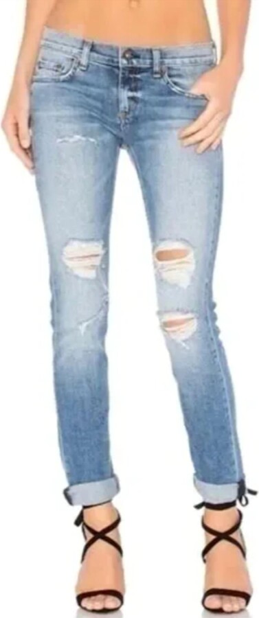 Rag & Bone Dre Boyfriend Jean With Destruction In Blue