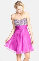 Thumbnail for your product : Faviana Embellished Strapless Chiffon Fit & Flare Dress
