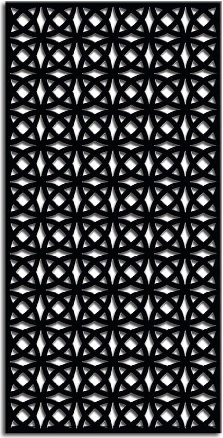 OUTDECO Orbit 3 ft. x 6 ft. Powder Coated Steel Decorative Screen Panel in Black with 6-Screws
