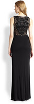 Thumbnail for your product : David Meister Jersey Lace-Back Gown