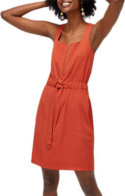 Warehouse Zip Front Dress, Orange