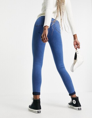 Don't Think Twice Tall DTT Tall Chloe high waisted disco stretch skinny  jeans in mid wash blue - ShopStyle
