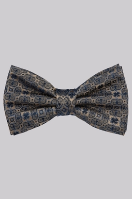 Moss Bros Taupe Medallion Bow Tie