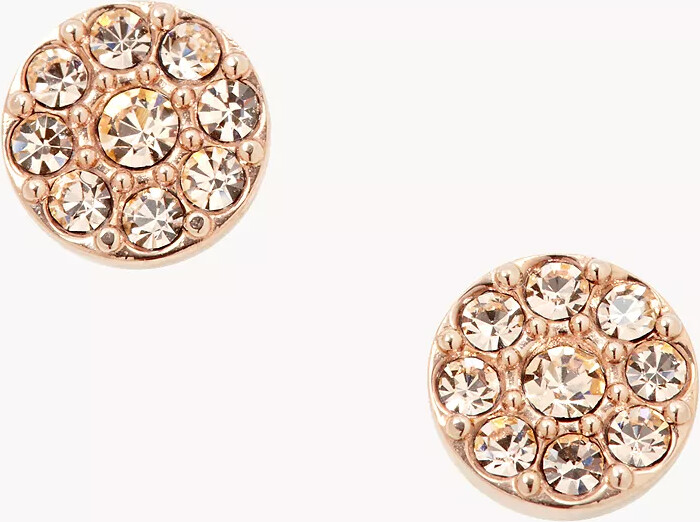 Fossil Women's Evil Eye 14K Gold Plated Clear Laboratory Grown Diamond Stud Earrings - Metallic