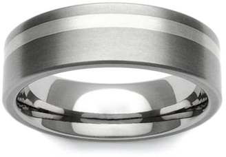 GETi Titanium and 9ct White Gold Off-Centre Stripe 7mm Wedding Ring
