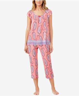Ellen Tracy Mixed-Print Knit Pajama Top