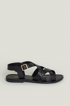 Oasis Womens Leather Cross Over Sandal