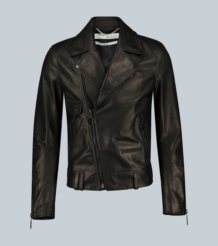 OffWhite Leather biker jacket ShopStyle