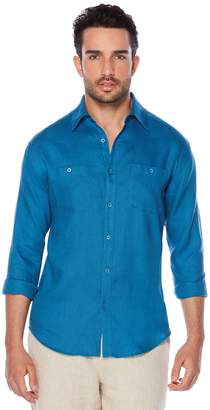 Cubavera Big & Tall 100% Linen Long Sleeve 2 Pocket Button Down Shirt